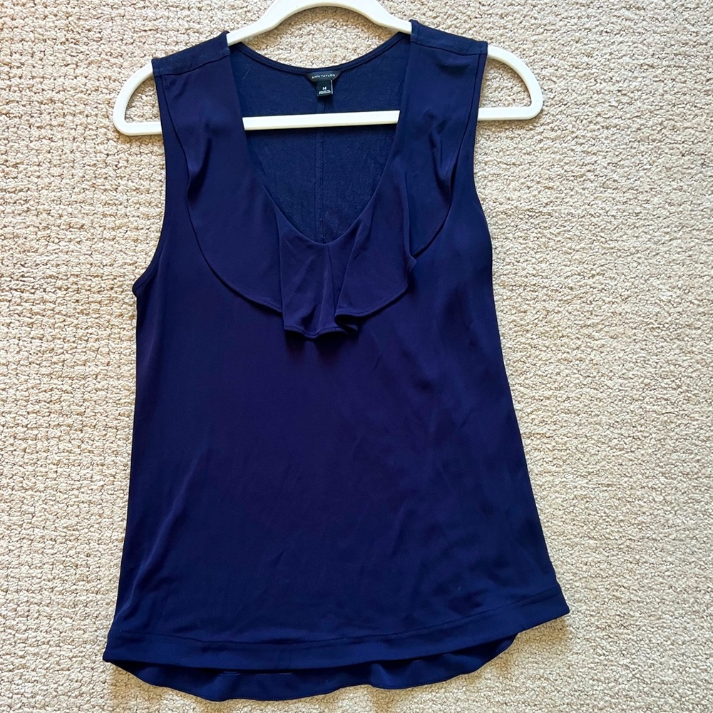 Ann Taylor women’s blouse, size Medium, navy blue